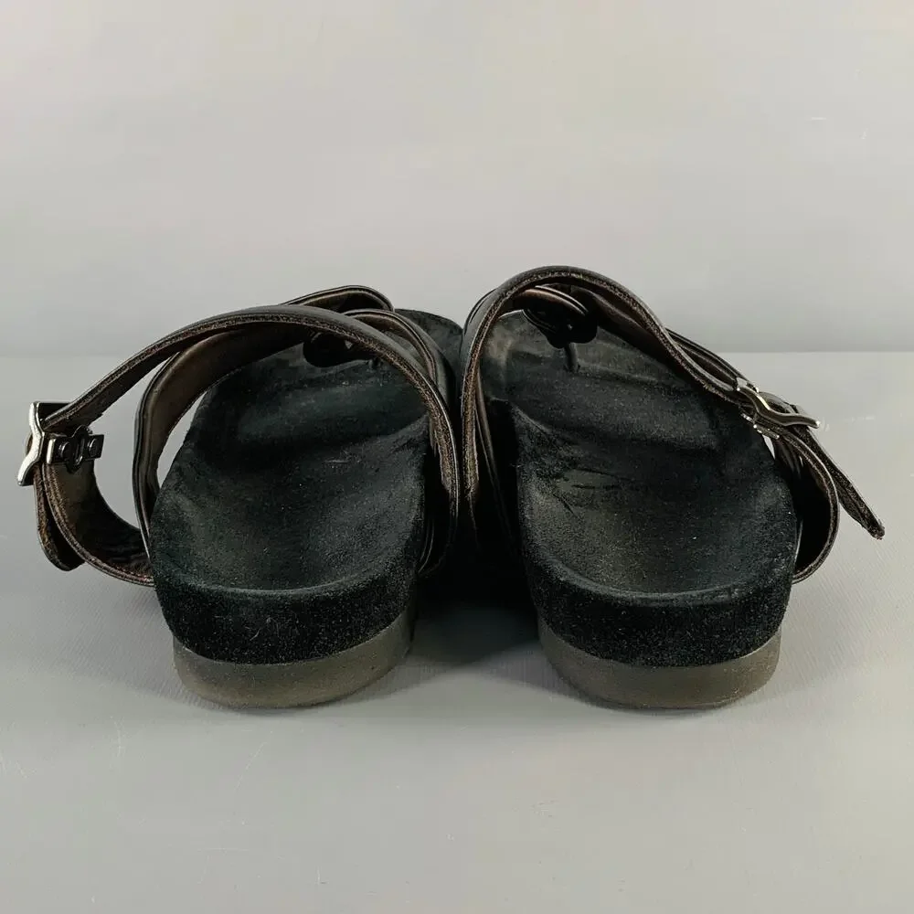 LANVIN Size 8 Black Leather Thong Sandals